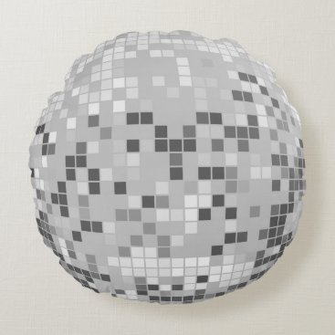 Silver Disco Ball Round Pillow