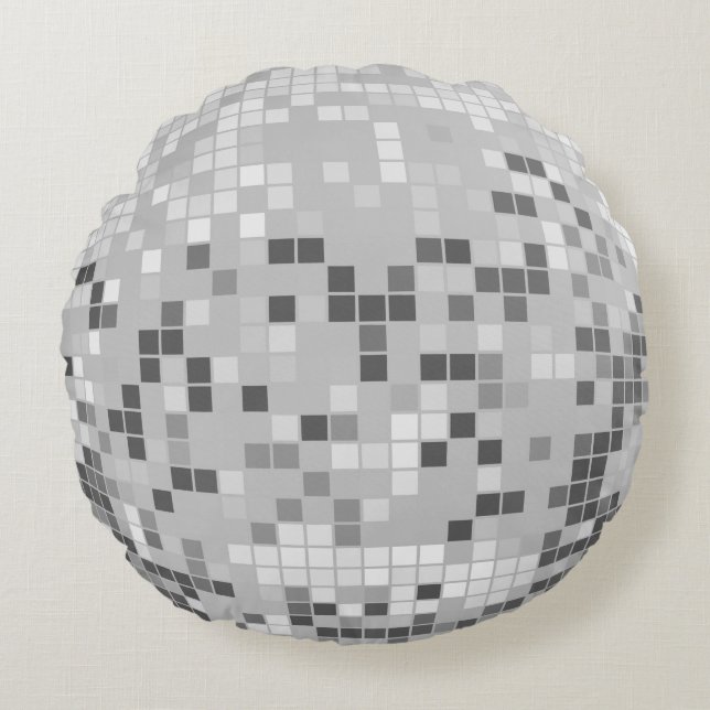 Silver Disco Ball Round Pillow (Front)