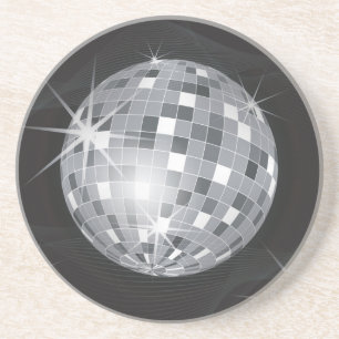 silver disco ball sandstone coaster