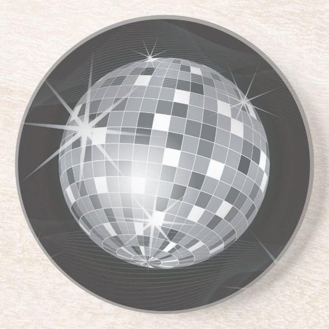 silver disco ball sandstone coaster (Front)