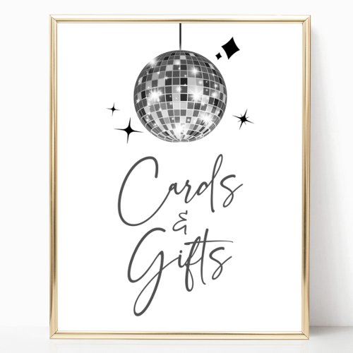 Silver Disco Ball Sign Cards and Gifts Sign