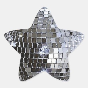 Silver Disco Ball Star Sticker