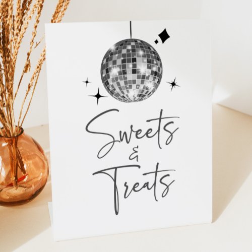 Silver Disco Ball Sweets and Treats Party Sign