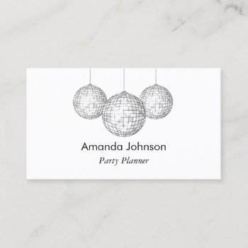 Silver Disco Balls Party Planner Custom Business Card by JulieErinDesigns at Zazzle