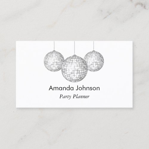 Silver Disco Balls Party Planner Custom Business Card