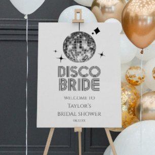 Silver Disco Bride Bridal Shower Welcome Sign