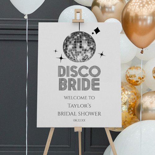 Silver Disco Bride Bridal Shower Welcome Sign