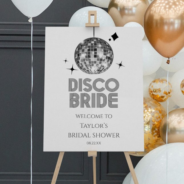 Silver Disco Bride Bridal Shower Welcome Sign (Creator Uploaded)