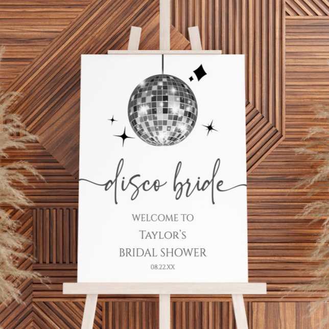 Silver Disco Bride Bridal Shower Welcome Sign (Creator Uploaded)