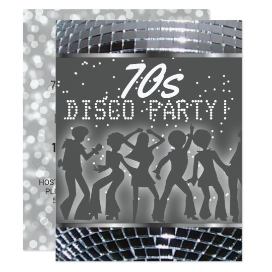 silver disco dance party retro 70 s theme party invitation