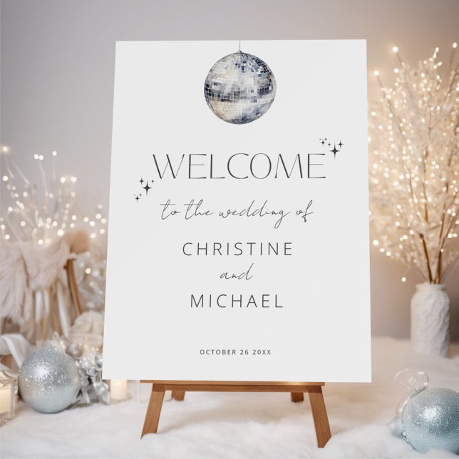 Silver Disco Retro Dancing Wedding Welcome Foam Board (Creator Uploaded)