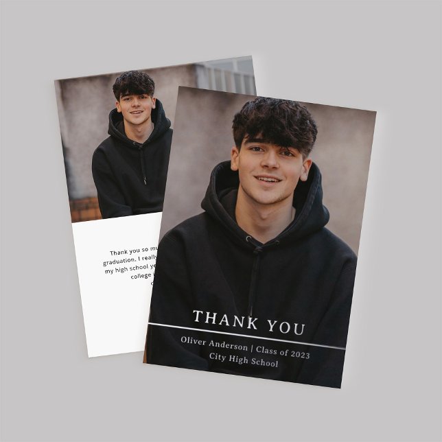 Silver Divide | Photo Graduation Thank You Foil Invitation (Creator Uploaded)