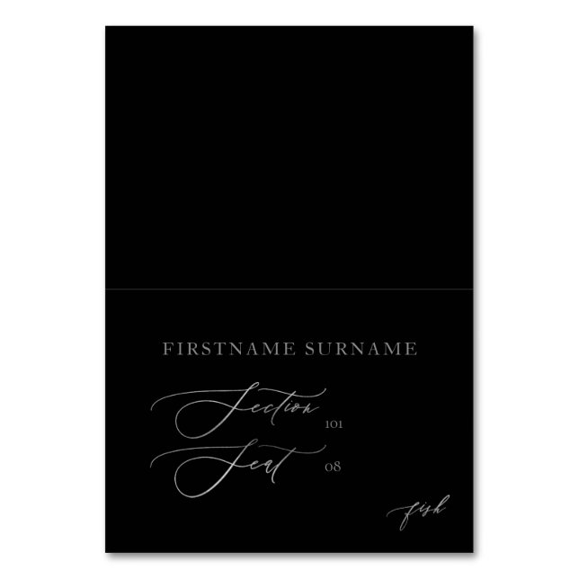 Silver DIY Folded Individual Wedding Place Card (Front)