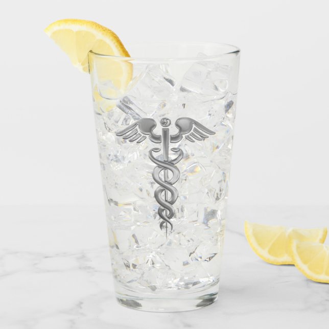 Silver Doctor or Nurse Caduceus Glass (Front Ice)