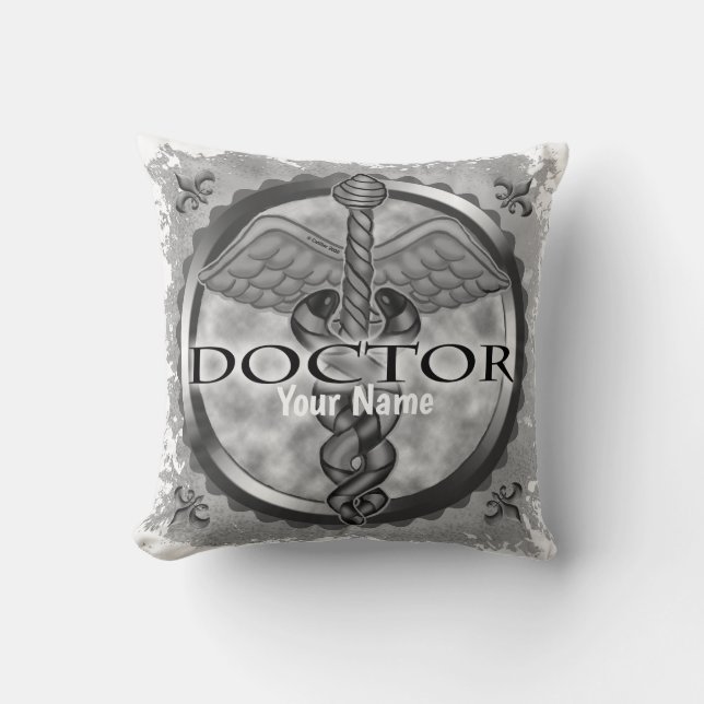 Silver doctor  throw pillow (Front)