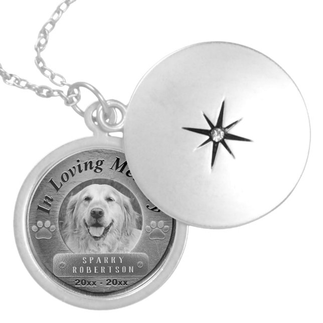 Silver Dog Memorial Locket Necklace (Front)