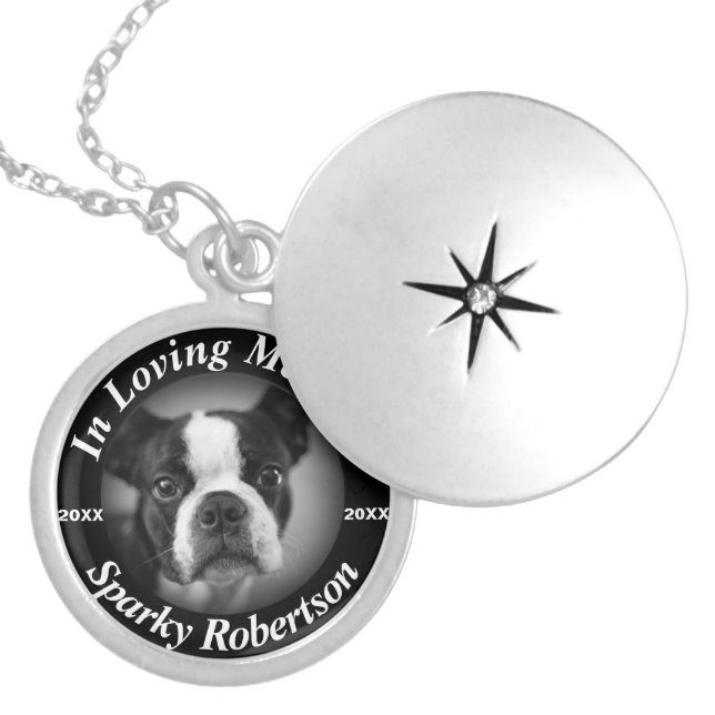 Silver Dog Memorial Locket Necklace (Front)