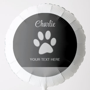 Silver Dog Paw on black background Balloon