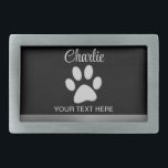 Silver Dog Paw on black background Belt Buckle<br><div class="desc">Silver Dog Paw on black background.
You must know that you get a photo!</div>