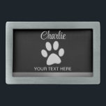Silver Dog Paw on black background Belt Buckle<br><div class="desc">Silver Dog Paw on black background.
You must know that you get a photo!</div>