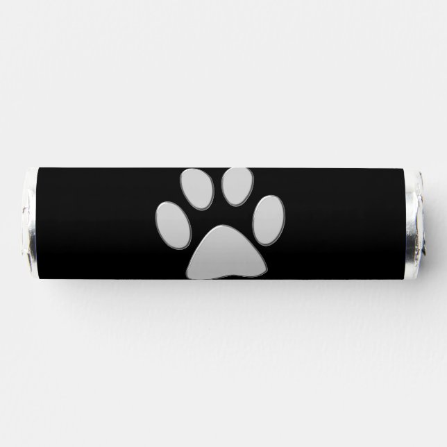  Silver Dog Paw on black background Breath Savers® Mints (Front)