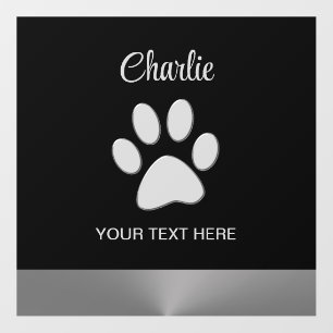 Silver Dog Paw on black background Floor Decals