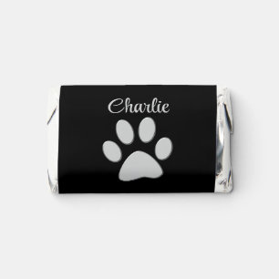  Silver Dog Paw on black background Hershey's Miniatures