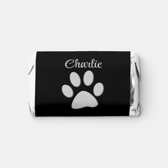  Silver Dog Paw on black background Hershey's Miniatures (Front)