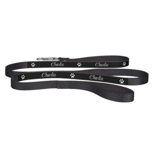  Silver Dog Paw on black background Pet Leash