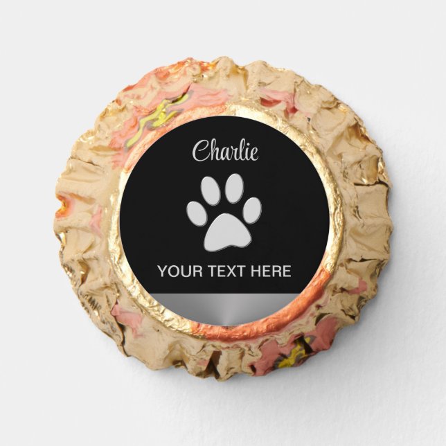  Silver Dog Paw on black background Reese's Peanut Butter Cups (Front)