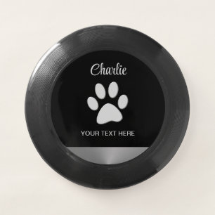  Silver Dog Paw on black background Wham-O Frisbee