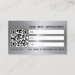 Silver Dog Paw on black Pet Grooming Service Appointment Card