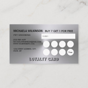 Silver Dog Paw on black Pet Grooming Service Loyalty Card