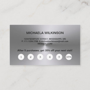 Silver Dog Paw on black Pet Grooming Service Loyalty Card