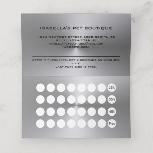 Silver Dog Paw on black Pet Grooming Service Loyalty Card