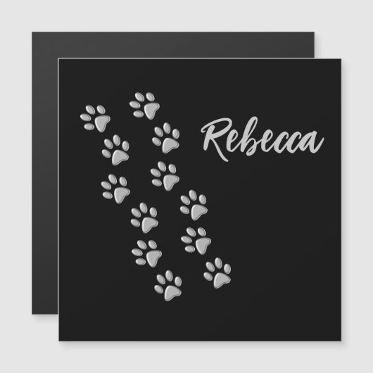 Silver Dog Paws black Background Print Pattern (Front/Back)