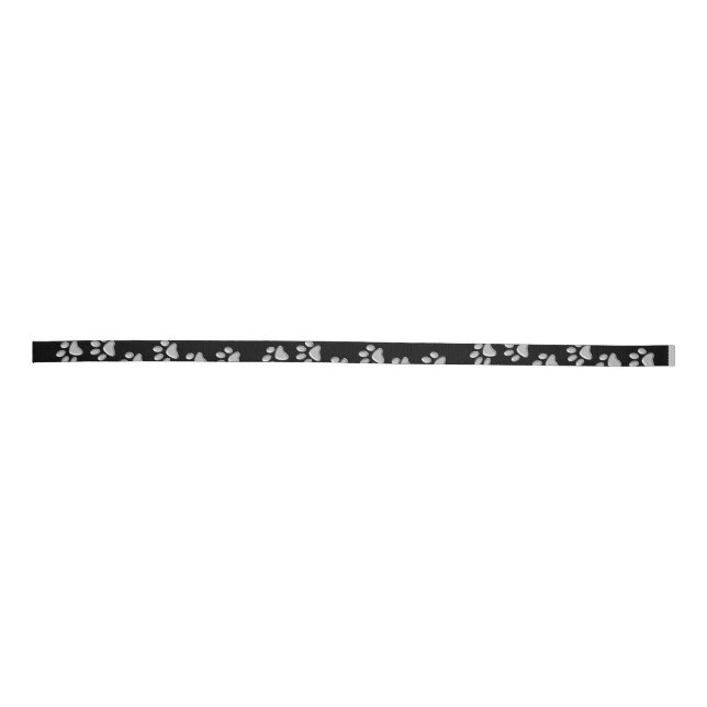 Silver Dog Paws black Background Print Pattern Belt (Front)