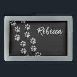 Silver Dog Paws black Background Print Pattern Belt Buckle<br><div class="desc">Personalized Silver Dog Paws black Background Print Pattern.
You must know that you get a photo!</div>
