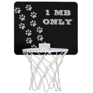Silver Dog Paws black Background Print Pattern Mini Basketball Hoop