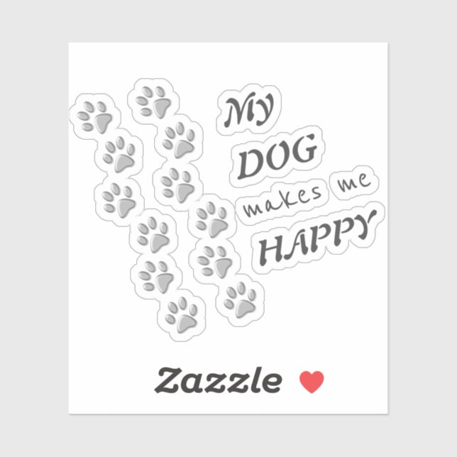 Silver Dog Paws black Background Print Pattern Sti Sticker (Sheet)
