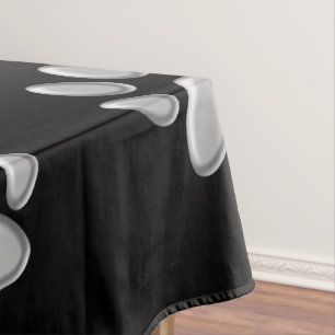 Silver Dog Paws black Background Print Pattern Tablecloth