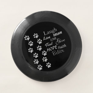 Silver Dog Paws black Background Print Pattern Wham-O Frisbee