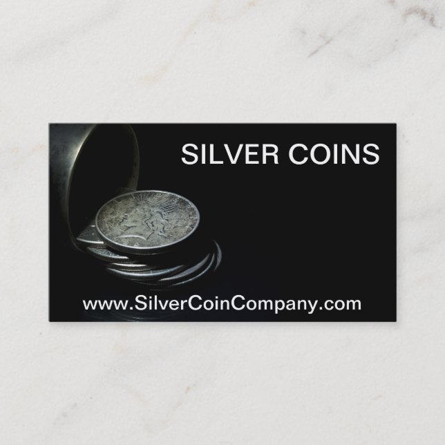 Silver Dollar Coin Business Card Template (Front)