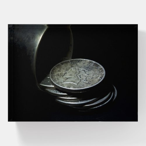 Silver Dollar Coins Paperweight