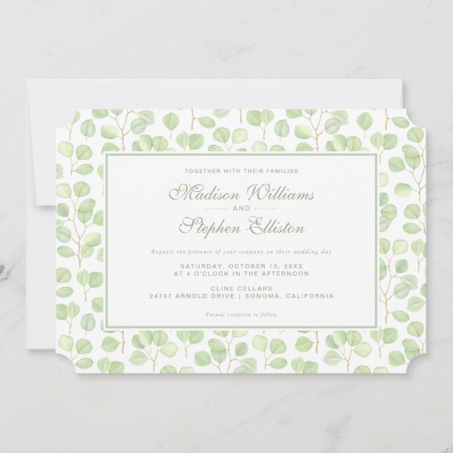 Silver Dollar Eucalyptus & Branches - Wedding Invitation (Front)