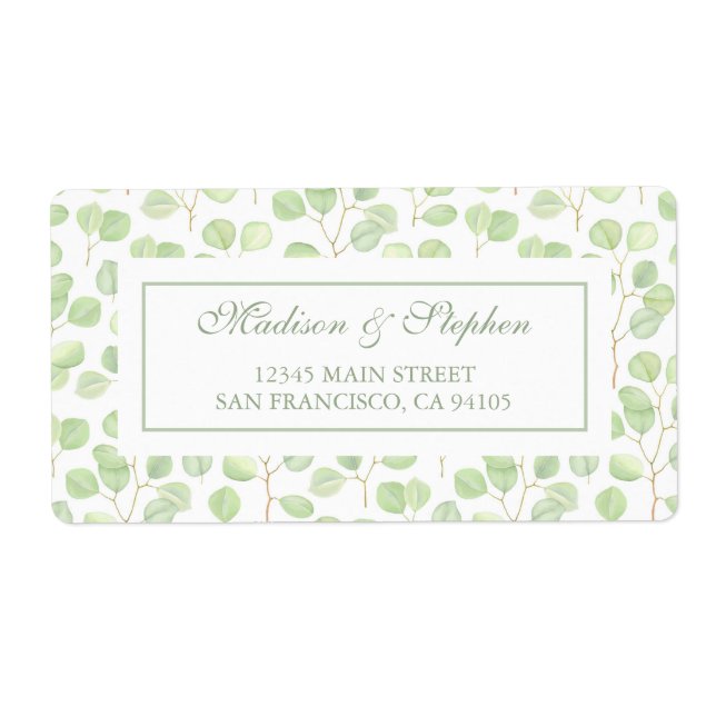 Silver Dollar Eucalyptus & Branches -  Wedding Label (Front)