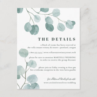 Silver Dollar Eucalyptus Wedding Enclosure Card