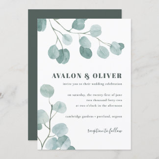 Silver Dollar Eucalyptus Wedding Invitation
