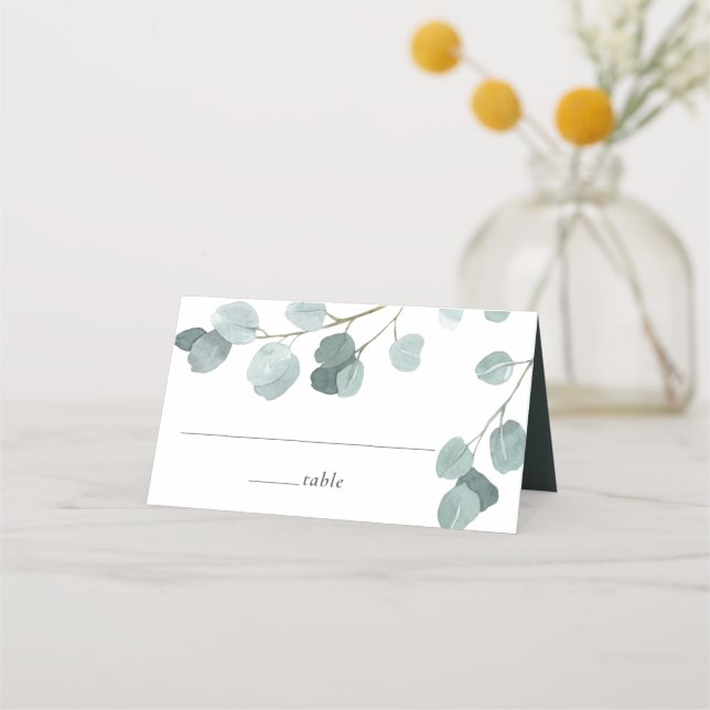 Silver Dollar Eucalyptus Wedding Place Card (Front)