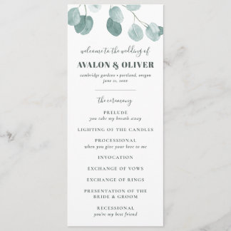 Silver Dollar Eucalyptus Wedding Program